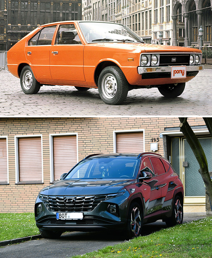 25. Hyundai Pony (1975) vs. Hyundai Tucson (2022)