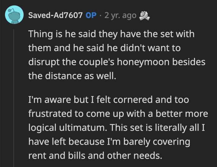 She Needs to Badger Him to Get Her Heirloom Back the Moment the Newlyweds Return from Their Honeymoon