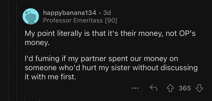 OP should have consulted with her husband first.