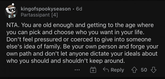 OP is allowed to choose the people he wants to be around.