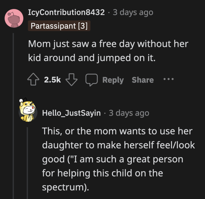 Either way, OP wasn't thinking of Melody or Leah when she agreed to the aquarium trip.