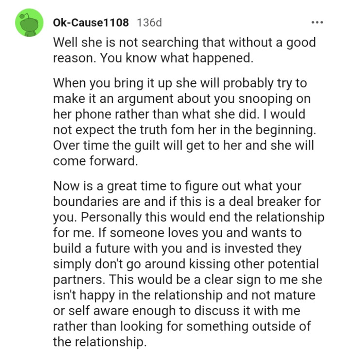 The guilt will get to her