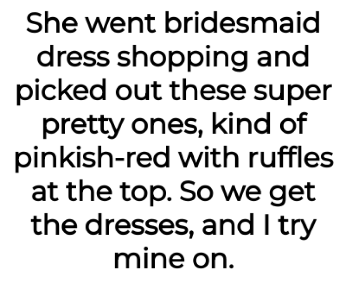 They went shopping for the dresses and found the perfect ones: