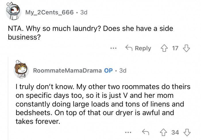 The constant laundry is kind of suspicious.
