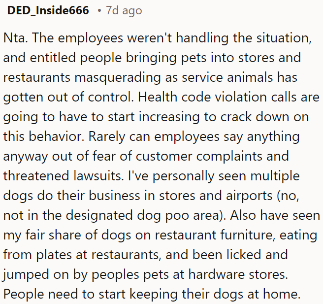 Employees are struggling as entitled individuals increasingly bring pets into stores and restaurants, often falsely claiming them as service animals.