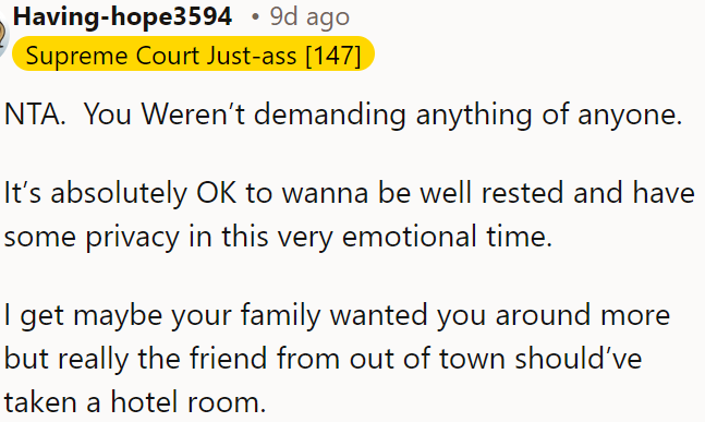 Their out-of-town friend should have stayed in a hotel.