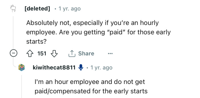 “Absolutely not, especially if you’re an hourly employee.”
