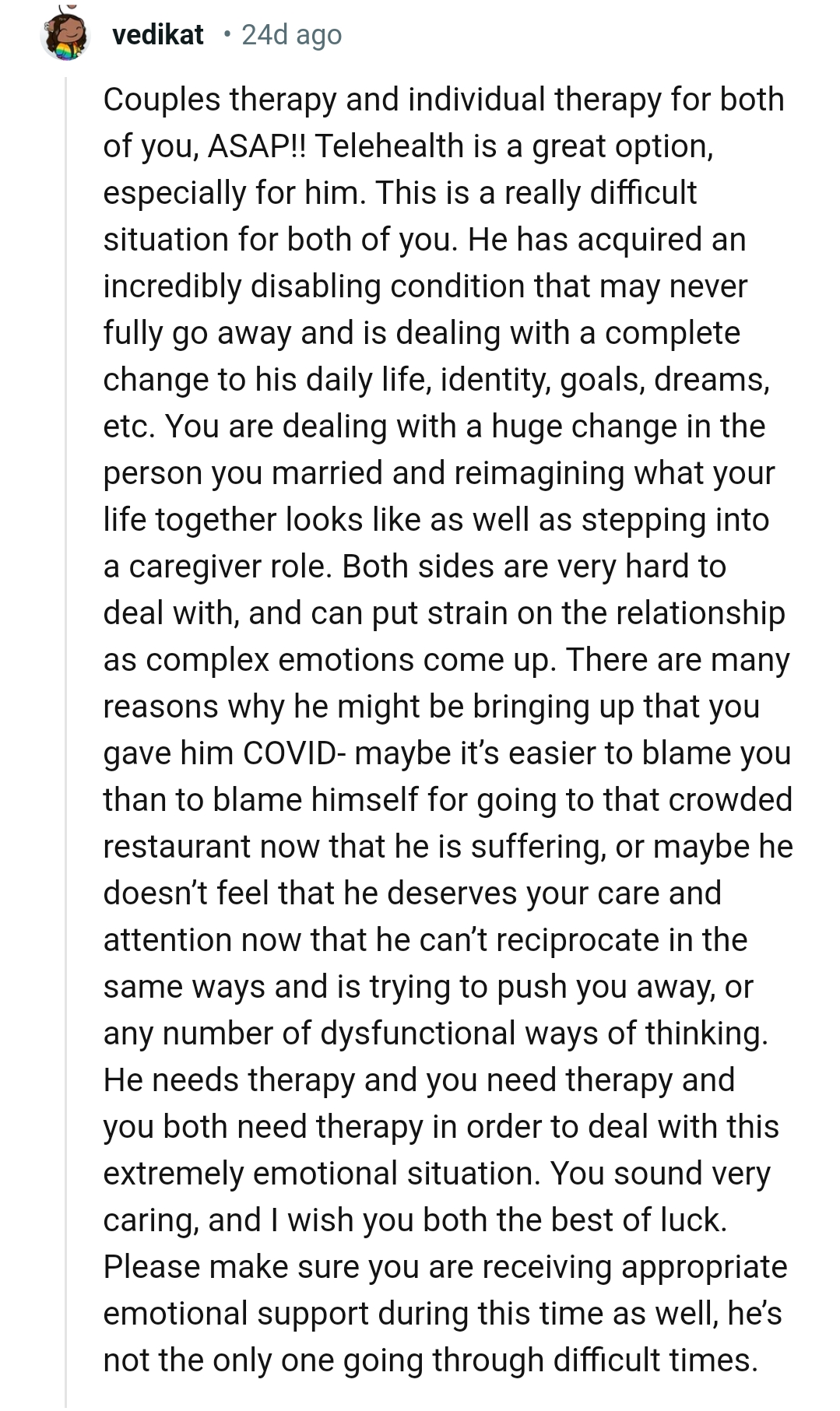 This is a difficult situation for the couple