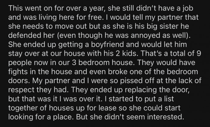 The SIL eventually started inviting her boyfriend over.