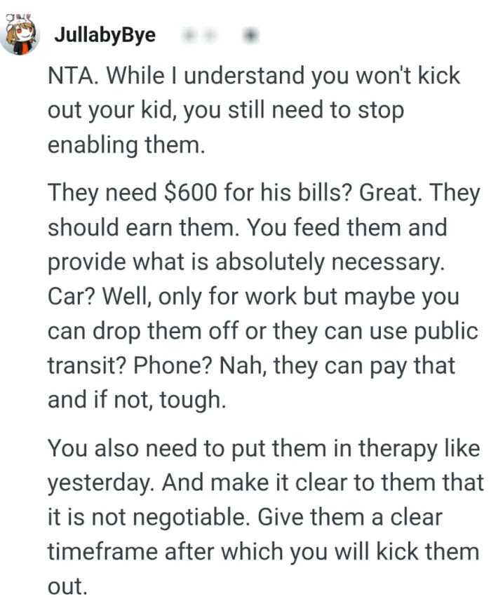 The OP is feeding and providing