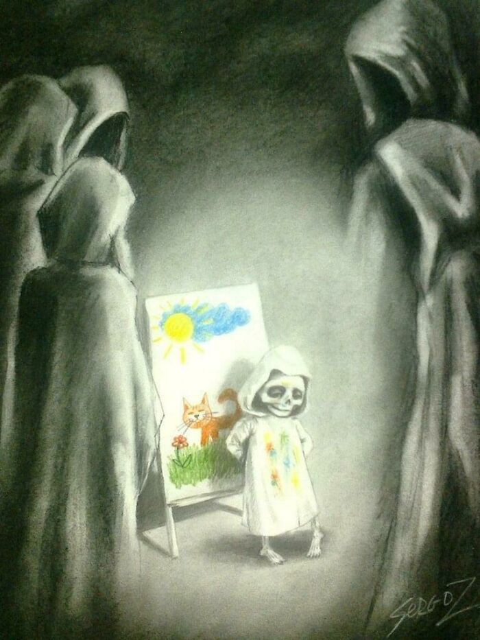 29. When Death Fell in Love with Life, Graphite and Colored Pencil on Paper, Sergey Zagarovski, 2021