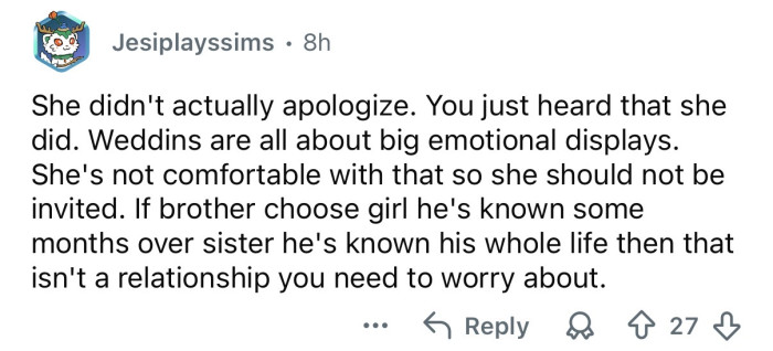 She never actually apologized.