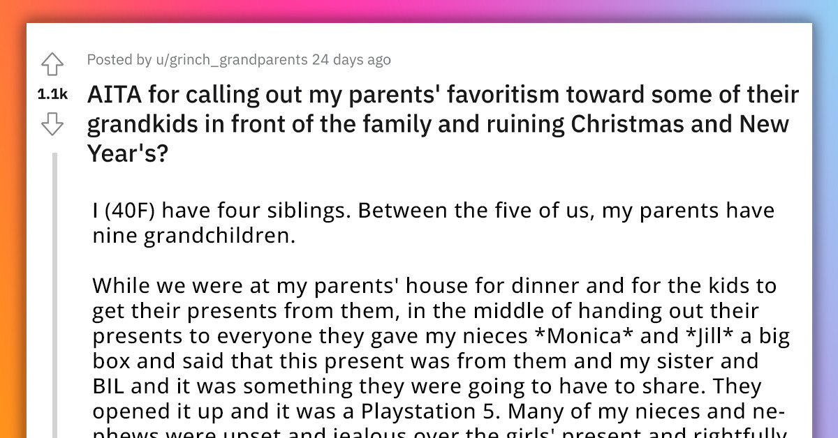 Redditor Storms Out Of Parent's House Because She Believes Nephews Got Better Gifts Than Her Kids