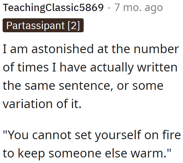 Well-put advice from a concerned Redditor.