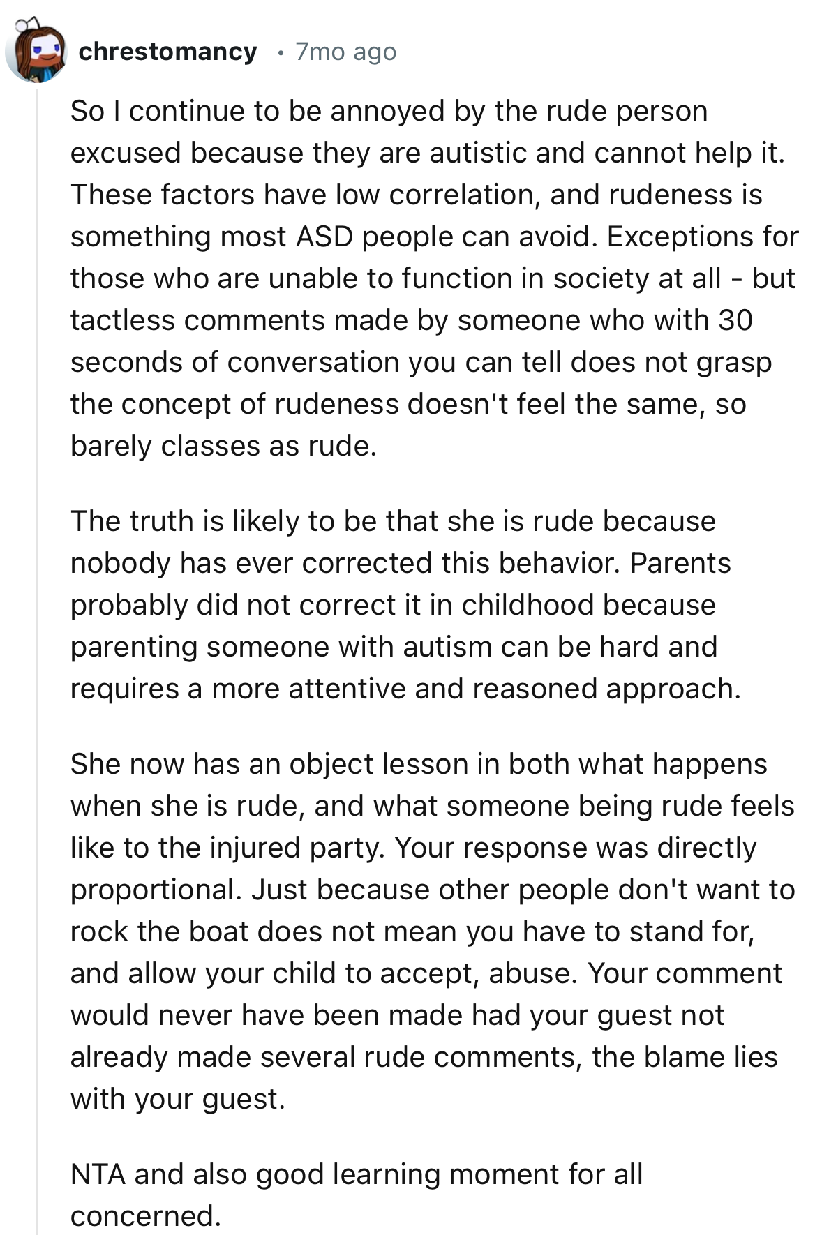 “The truth is likely to be that she is rude because nobody has ever corrected this behavior.”