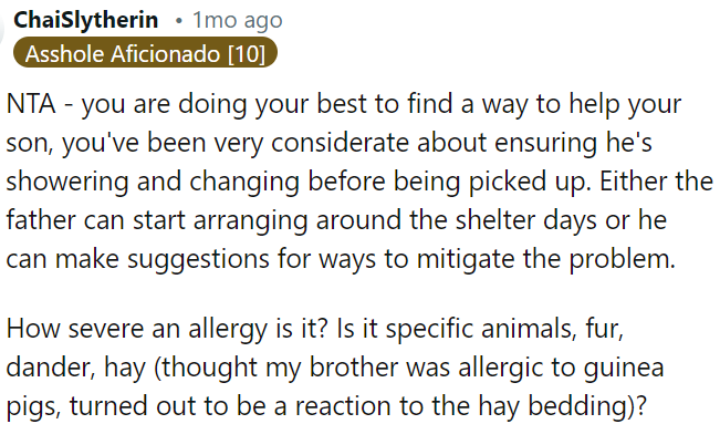 The father should contribute solutions to mitigate the problem.