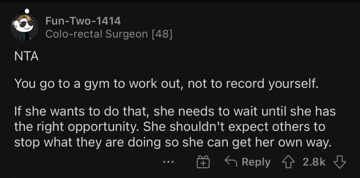 If you disrupt someone's workout, you have to at least do it in a polite manner.