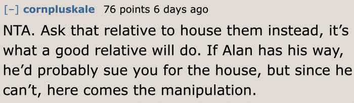 Maybe the older brother is already manipulating the relatives.