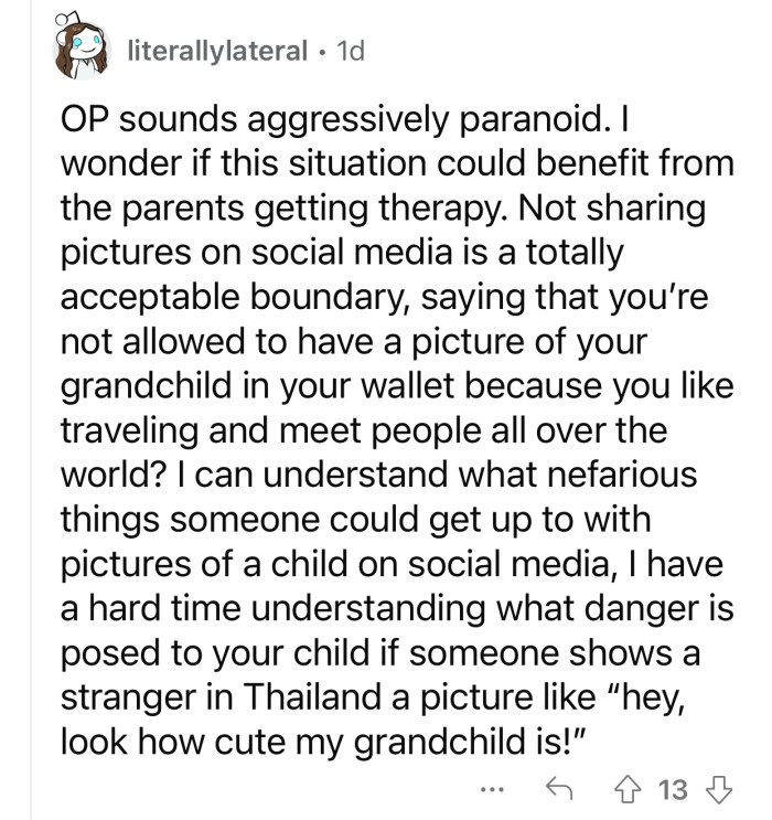 “Not sharing pictures on social media is a totally acceptable boundary...”