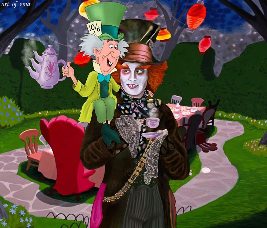 3. Mad Hatter Meets His Real-Life Counterpart Joyfully.