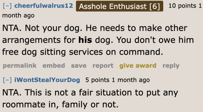 The OP's cousin needs to look for other people to care for his dog. He can't rely on the OP all the time.