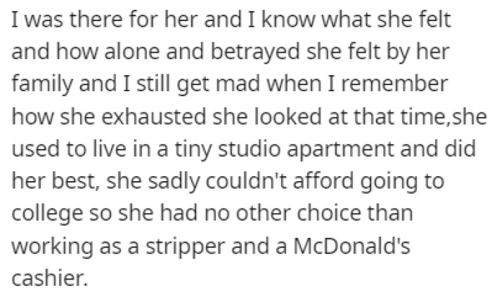 OP stood by her side through thick and thin