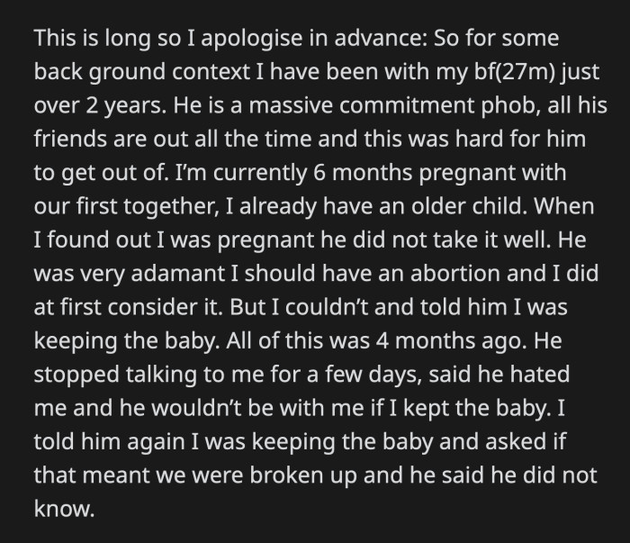 It looked like her BF went out and got very drunk the night before he decided he was excited about the baby