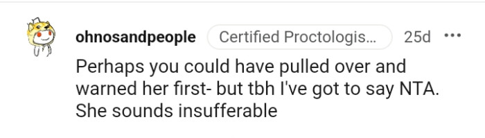 Pulling over and warning her first