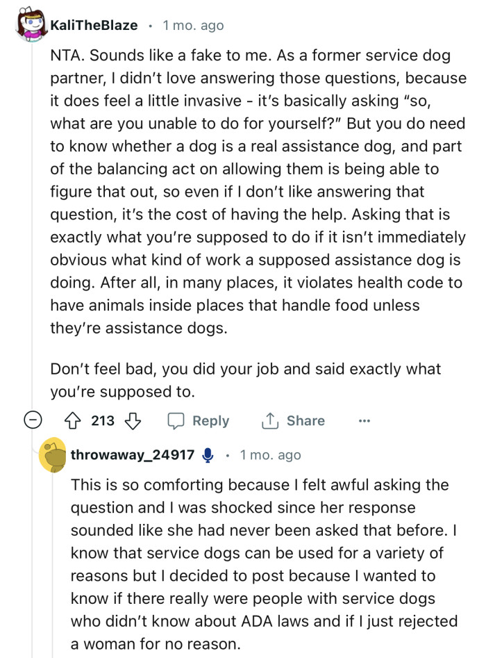 “Don’t feel bad, you did your job and said exactly what you’re supposed to.“