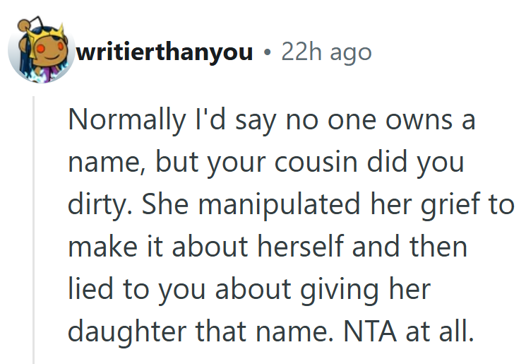 Grief can make people selfish, but using someone’s loss for comfort crosses a painful line.
