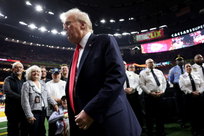 Donald Trump watches from a distance as Seahawks play Patriots at Levi’s Stadium