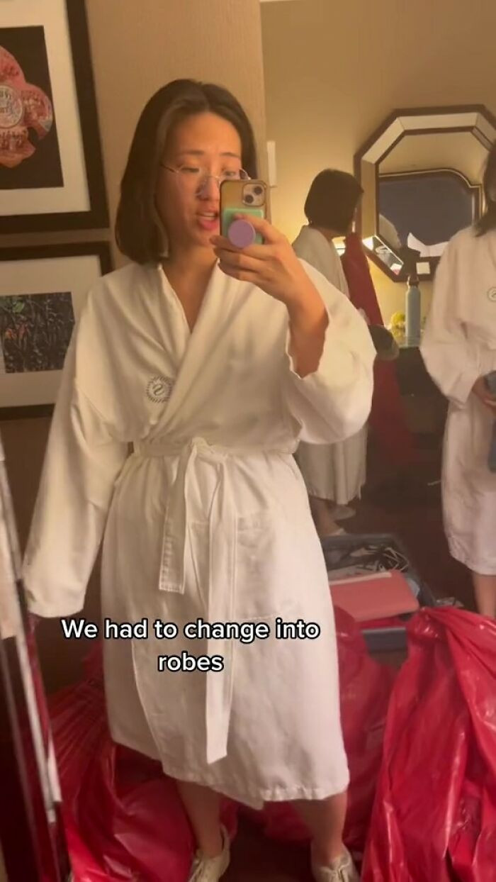 All of the guests were provided with hotel robes