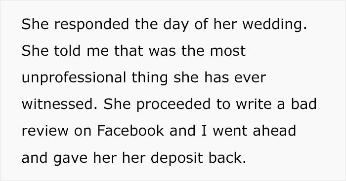 The next day (the big day), the bride finally responded—and naturally, she got angry at Shayla for being 