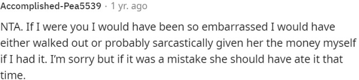 Mother made a mistake; she should have accepted the loss at that moment.