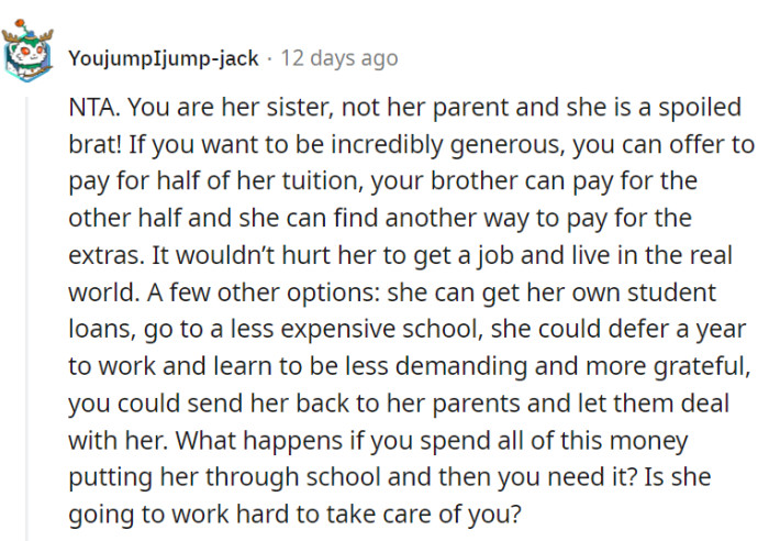 OP's not an ATM but a sibling.