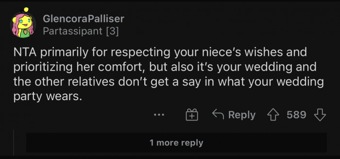 She respected her wish and wanted her to be comfortable in her skin.