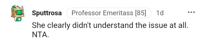 She does not understand the issue at all