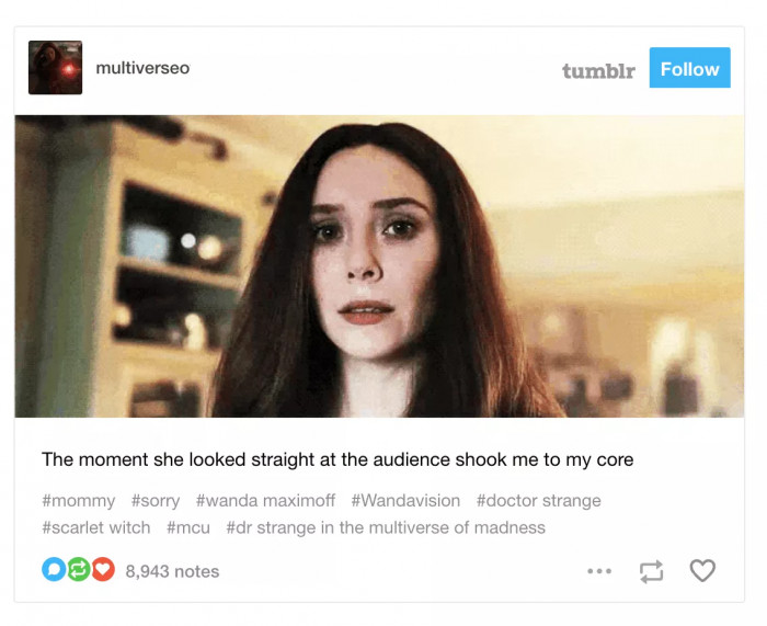 7. Wanda breaking the fourth wall, making us feel things.