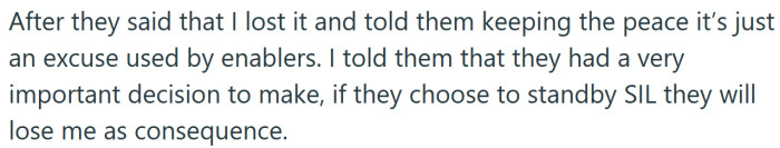 So the OP gave them an ultimatum.