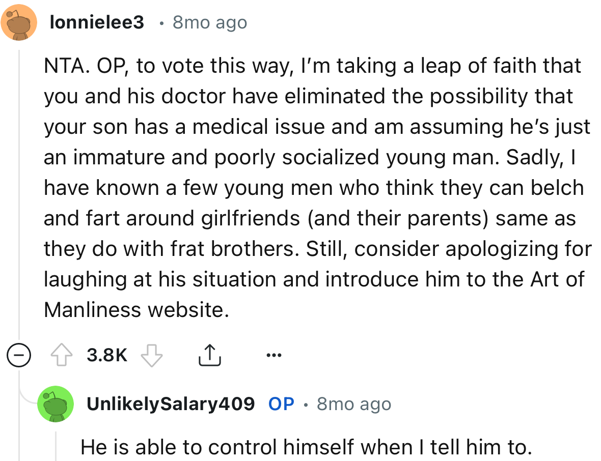 “Consider Apologizing for Laughing at His Situation and Introduce Him to the Art of Manliness Website.”