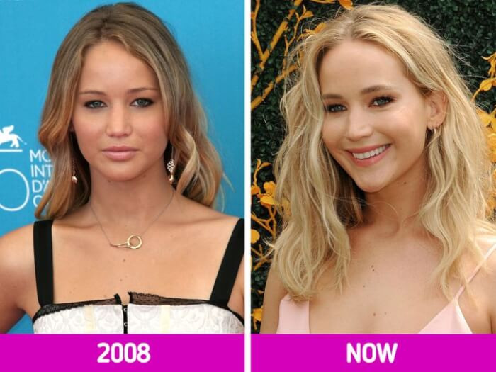 1. Jennifer Lawrence has always been a pretty girl with long, light hair, and at the start of her career, she may have had a spray tan