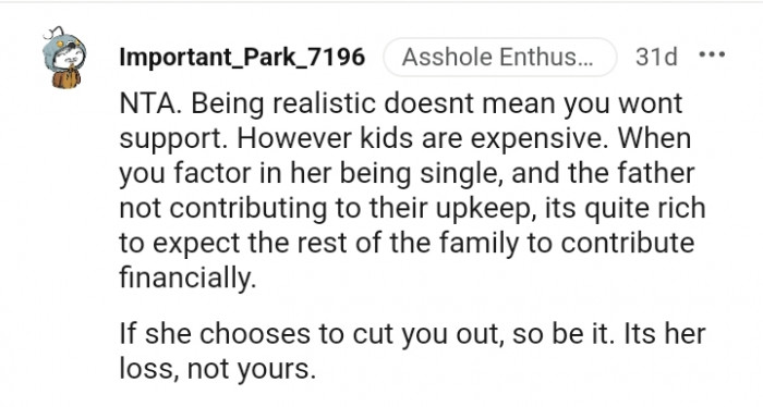 Being realistic doesn't mean you won't support