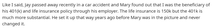 He then discusses the life insurance policy, its worth, and what is happening with him and his brother's wife.