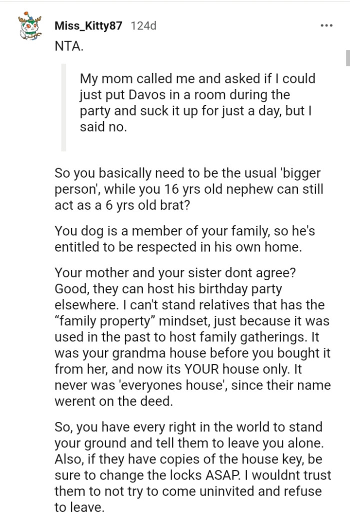 OP's dog is a member of the family