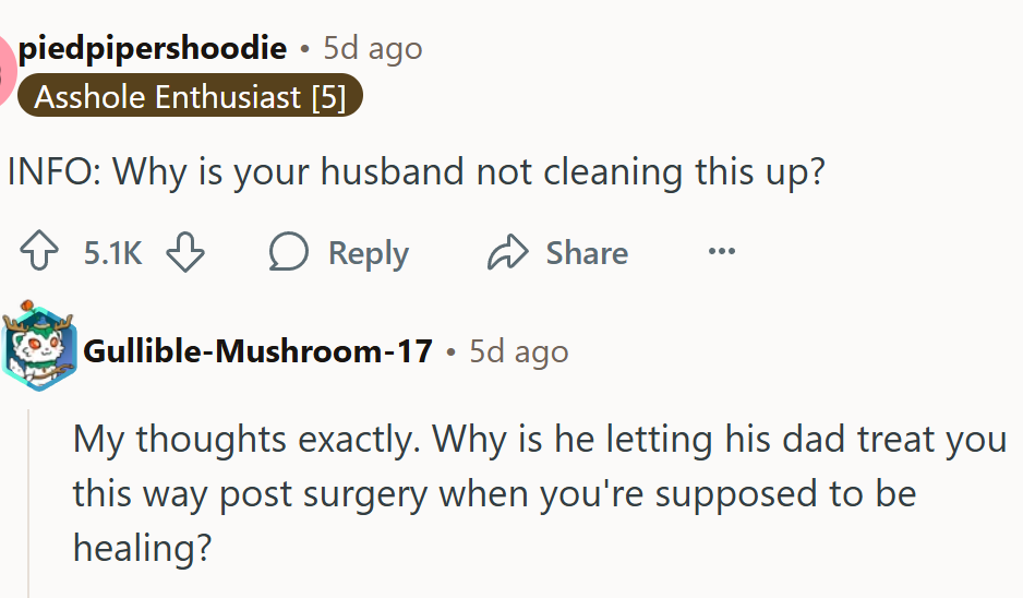 Her husband could clean this up...