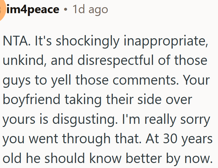 Nothing says betrayal like OP’s boyfriend standing with them instead of her.