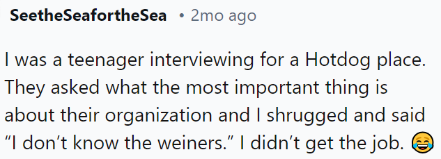 “I don’t know the weiners.”
