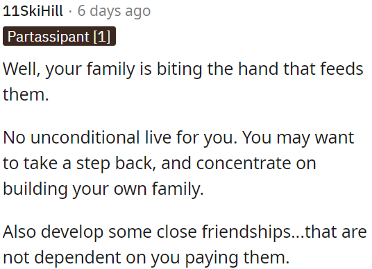 OP's family is ungrateful.