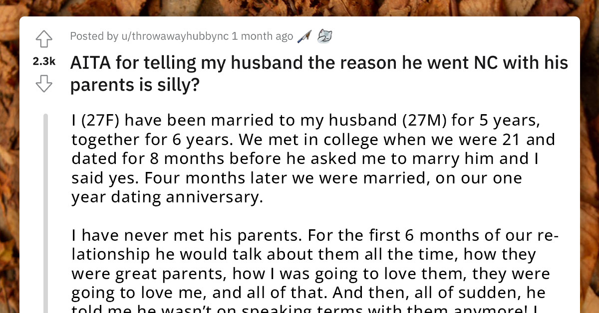 This Woman Tells Her Husband That His Reason For Going NC With Parents Was "Silly," And The Redditors Dubbed Her As The AH