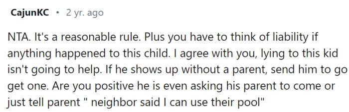 OP has to think of liability if anything happened to this child.